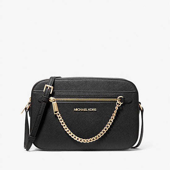 Michael Kors Bolso bandolera grande Jet Set de piel saffiano (Negro)