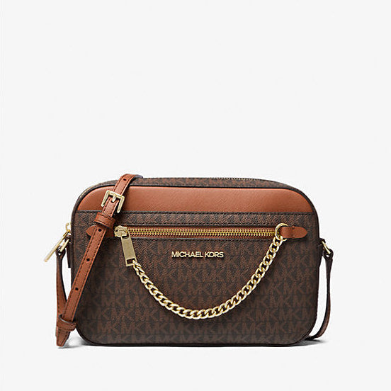 Michael Kors Bolso bandolera grande con logo Jet Set (Marrón)