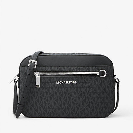 Michael Kors Bolso bandolera grande con logotipo Jet Set (Negro)