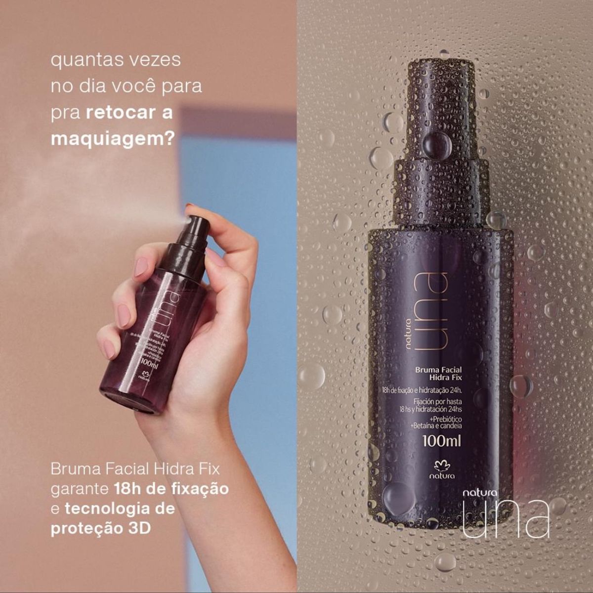 Bruma facial hidratante fijadora Una 100 ml