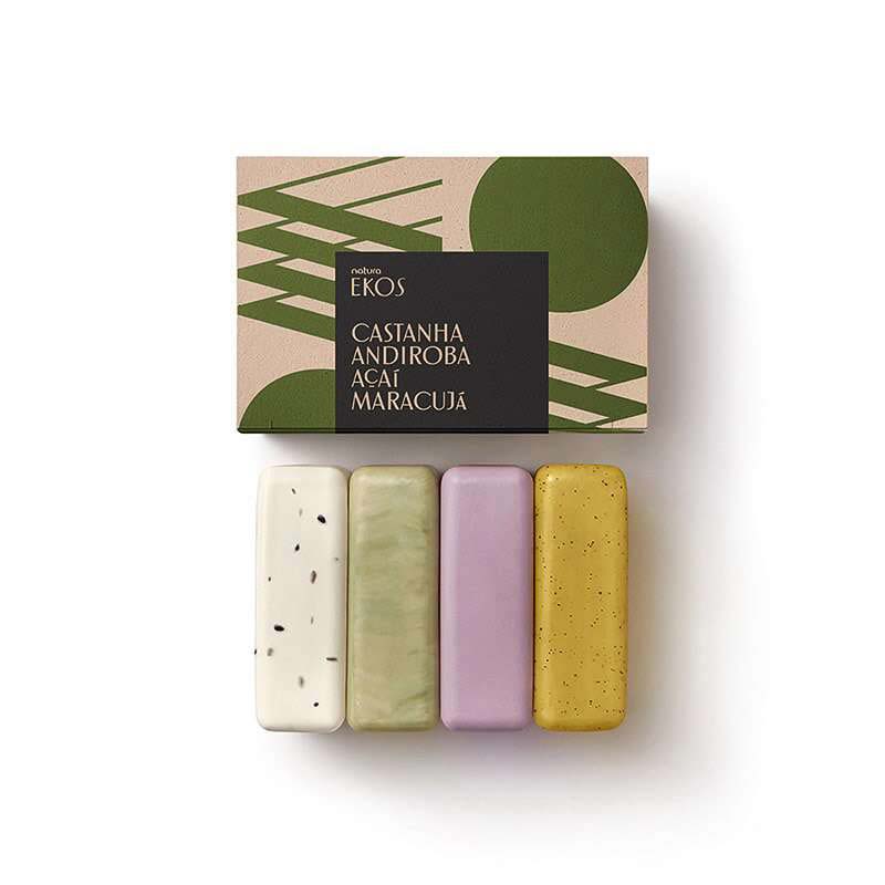 Jabones en barra puro vegetal cremosos y exfoliantes Caja x4 de 100 g EKOS