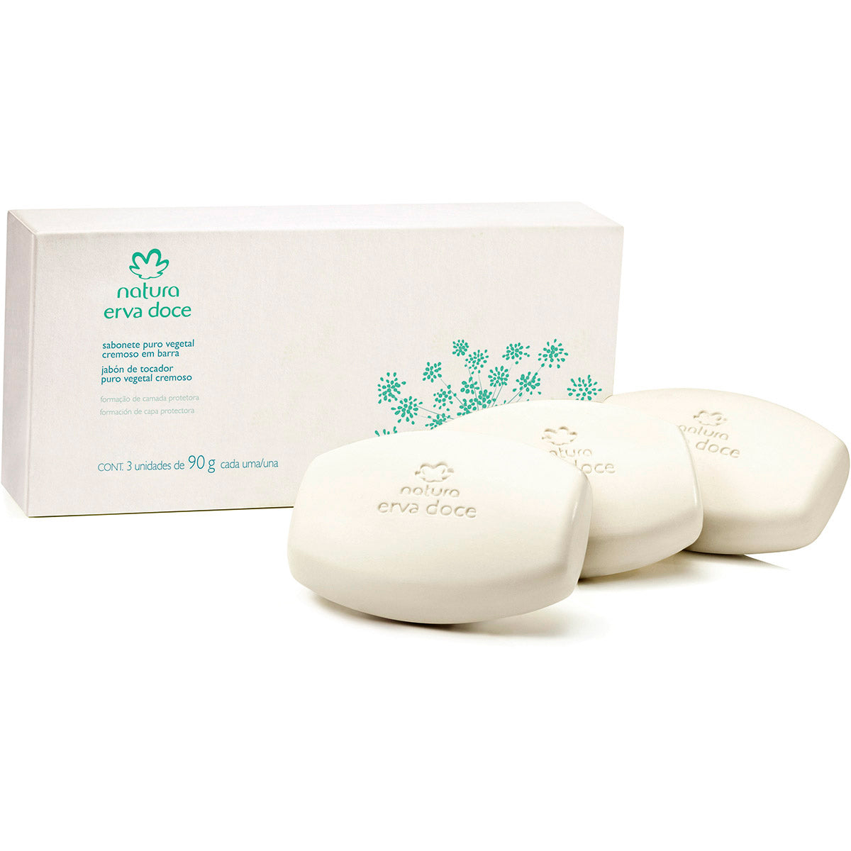 Jabones puro vegetal cremosos en barra Cajax3 jabones de 90 g Erva Doce
