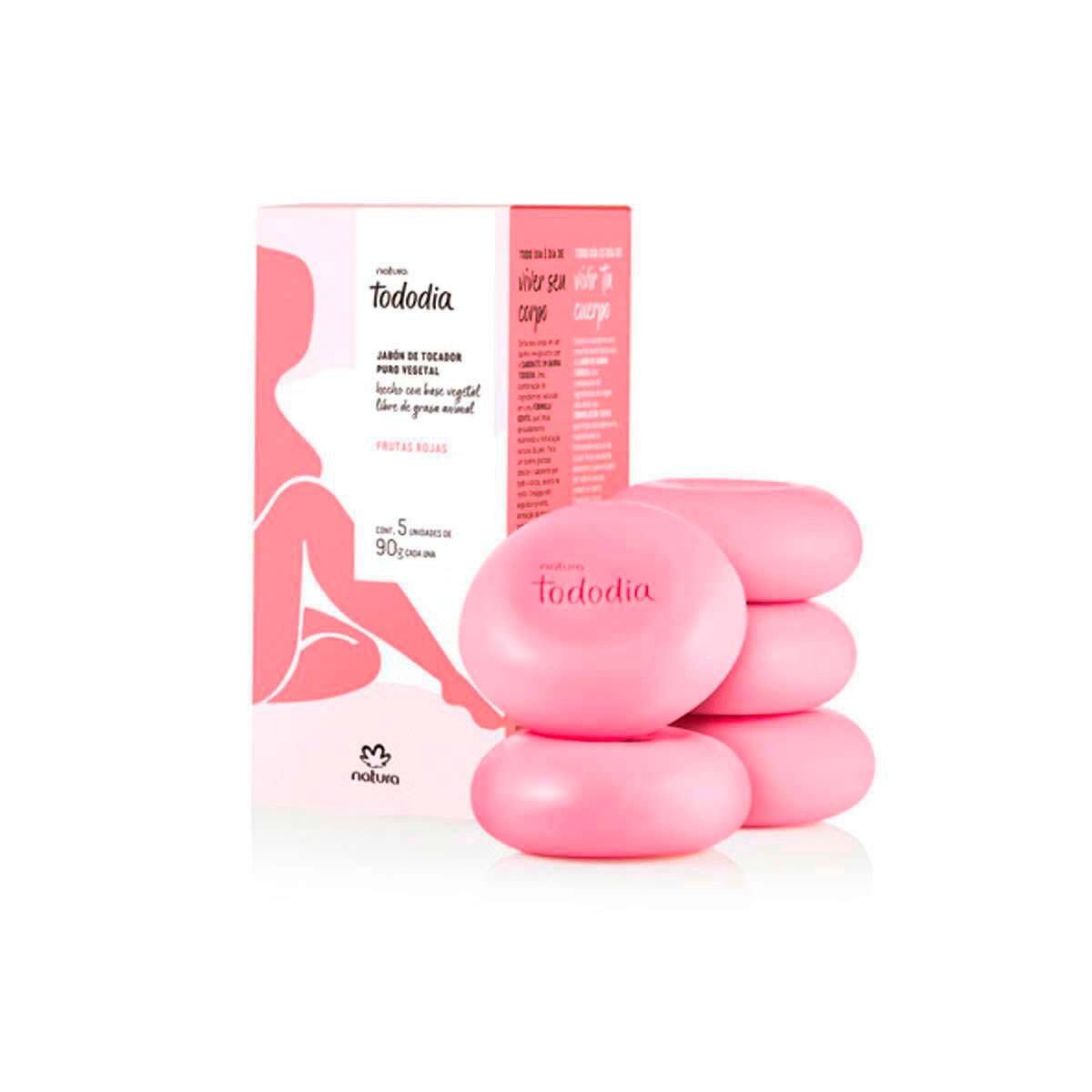 Jabones en barra puro vegetal frutas rojas x 5 de 90 g Tododia