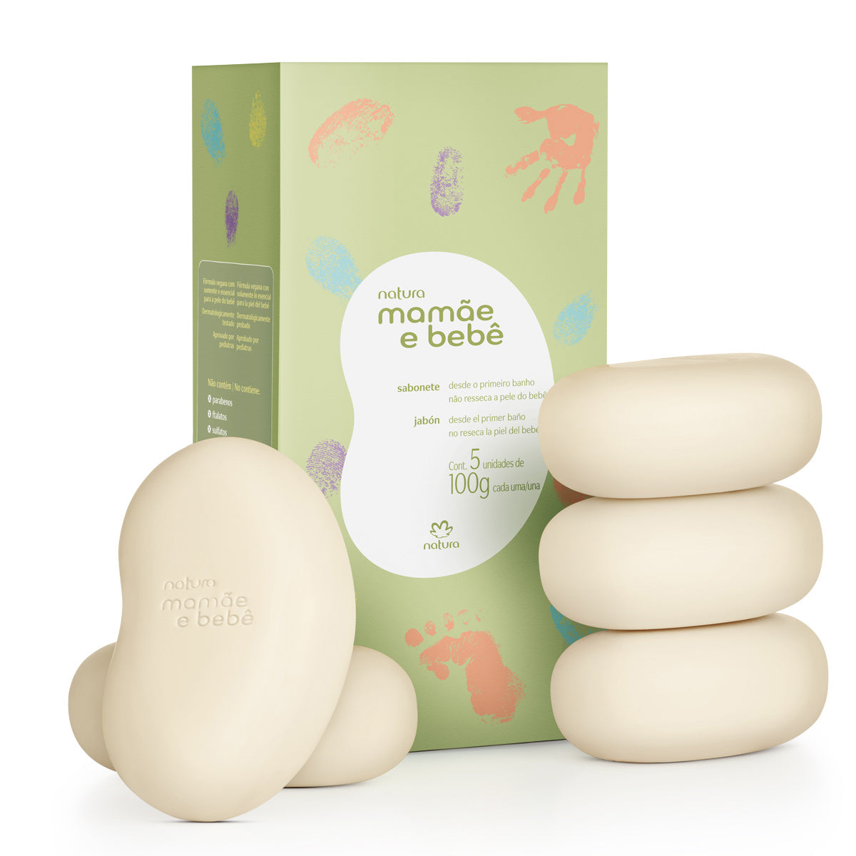 Jabones en barra puro vegetal x5 de 100 g Mamá y Bebé