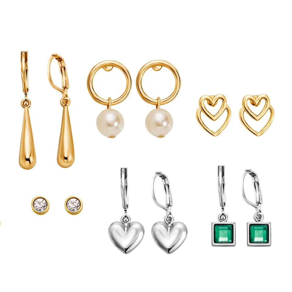 Set Aretes x7 Clau Silver Esika