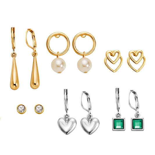 Set Aretes x7 Clau Silver Esika