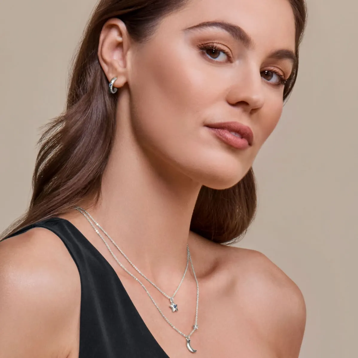 Set Collar + Aretes Crystal Silver Sky