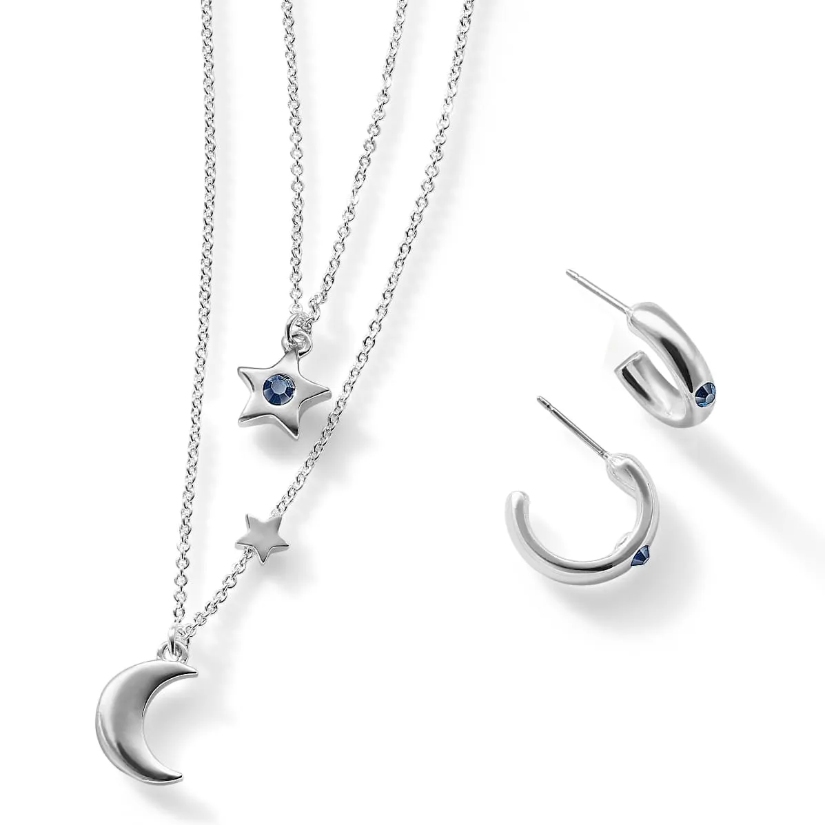 Set Collar + Aretes Crystal Silver Sky