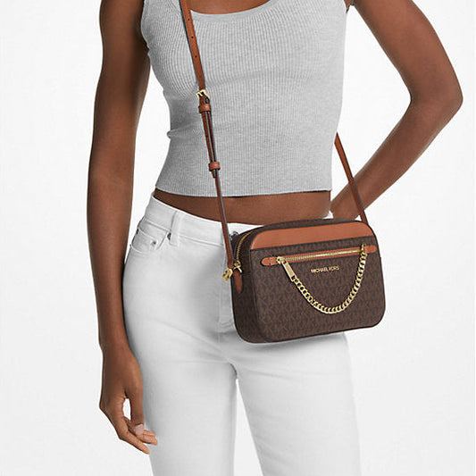 Michael Kors Bolso bandolera grande con logo Jet Set (Marrón)