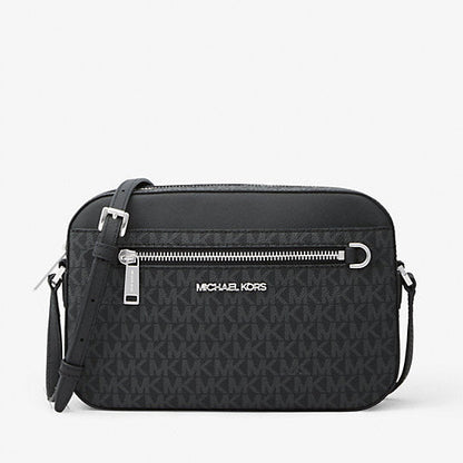Michael Kors Bolso bandolera grande con logotipo Jet Set (Negro)