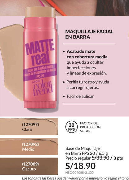 Base Mate En Barra Matte Real FPS 20 6,5 g Color Trend