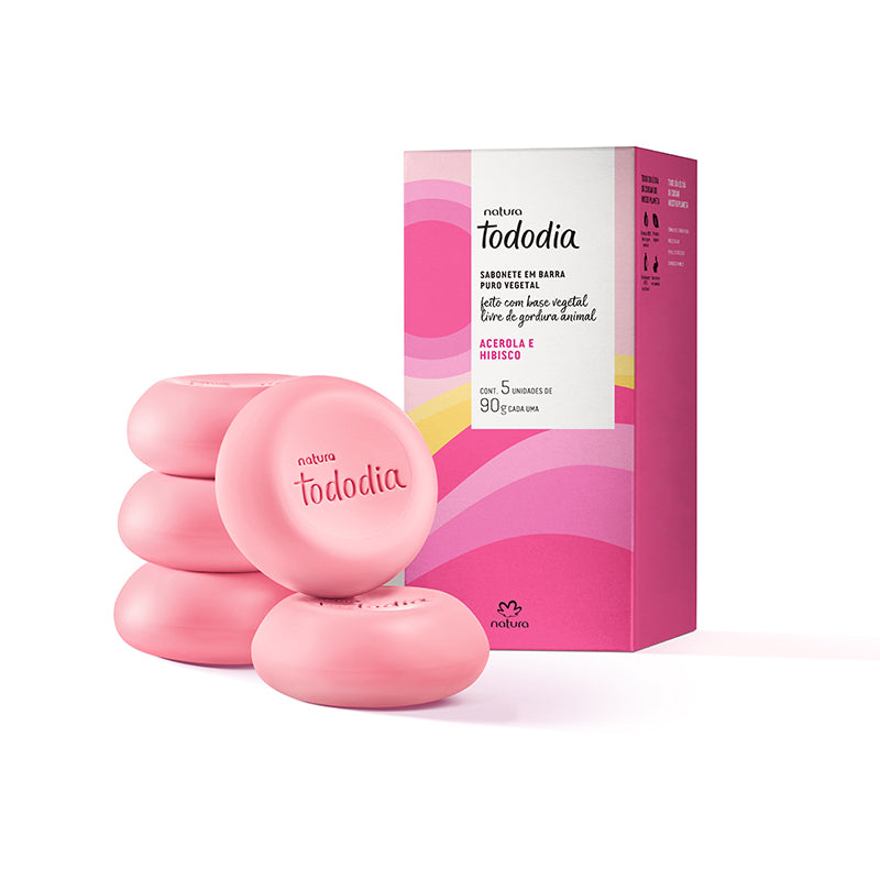 Jabones en barra puro vegetal acerola e hibisco Cajax5 de 90 g Tododia