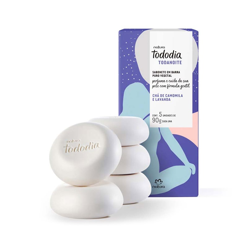 Jabones en barra puro vegetal todanoite Caja x 5 de 90 g Tododia
