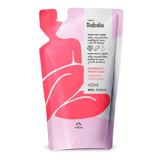 Crema nutritiva para el cuerpo Repuesto frambuesa y pimienta rosa 400 ml Tododia