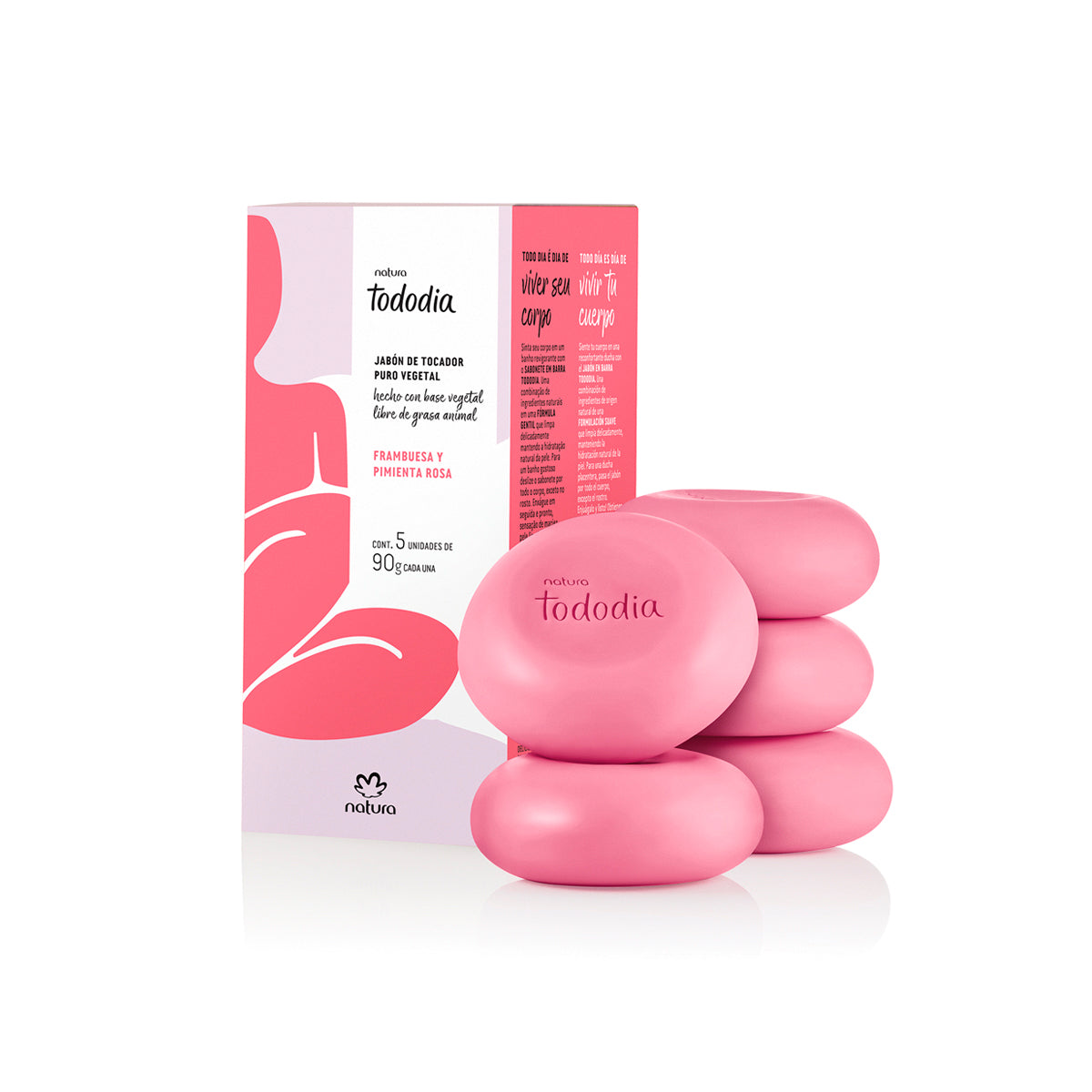 Jabones frambuesa y pimienta rosa x5 90g Tododia