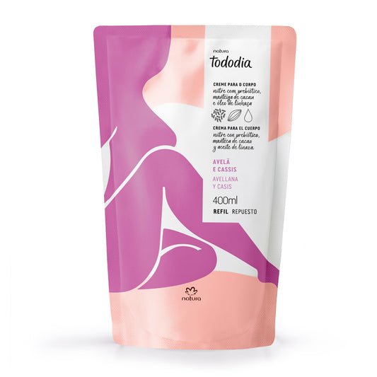 Crema nutritiva para el cuerpo Repuesto avellana y casis 400 ml Tododia