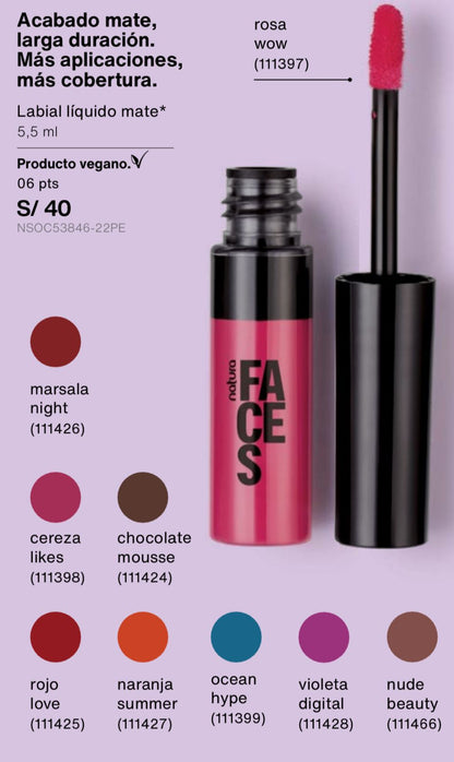 Labial líquido mate 5,5 ml FACES