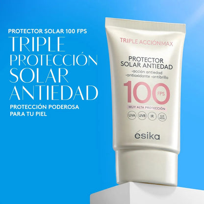 Protector Solar Facial Antiedad FPS 100 Triple Acción Max Esika