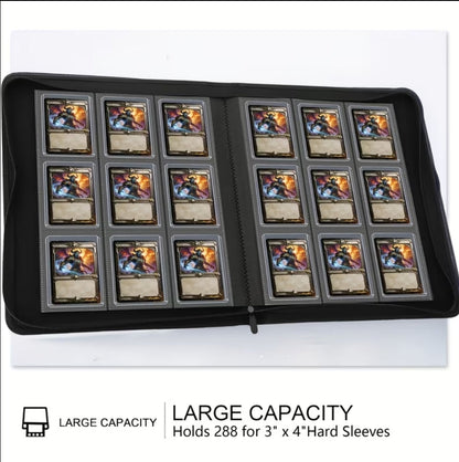 Binder Top Loader 3x3, con cierre y para 288 cartas.