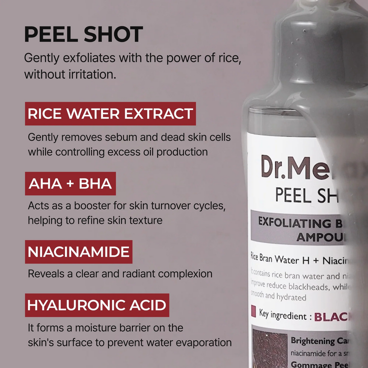 Dr. Melaxin Ampolla Exfoliante de Arroz Negro Peel Shot Glow